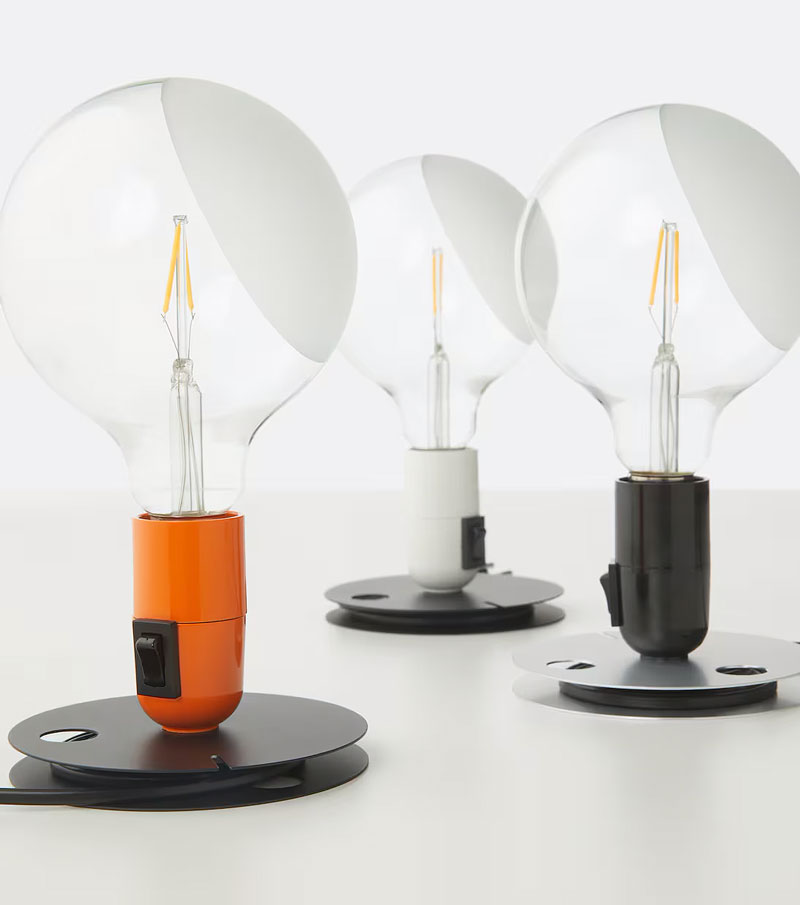 Angers Nantes Cholet Saumur Icones Flos Lampe A poser lampadina orange Castiglioni 5