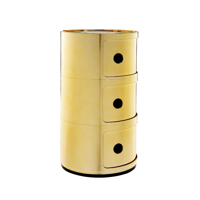 Angers Nantes Cholet Saumur Icones Kartell Componibili métalisé or rangement 3 portes Anna Castelli Ferrieri 3