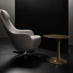 Contemporary side table / Cristalplant / polyurethane base / oval