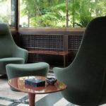 Contemporary side table / Cristalplant / polyurethane base / oval