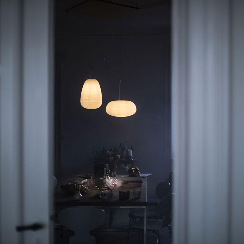 Angers Nantes Cholet Saumur Icones Foscarini Suspension Rituals 1 blanc verre Ludovica et Roberto Palomba 2