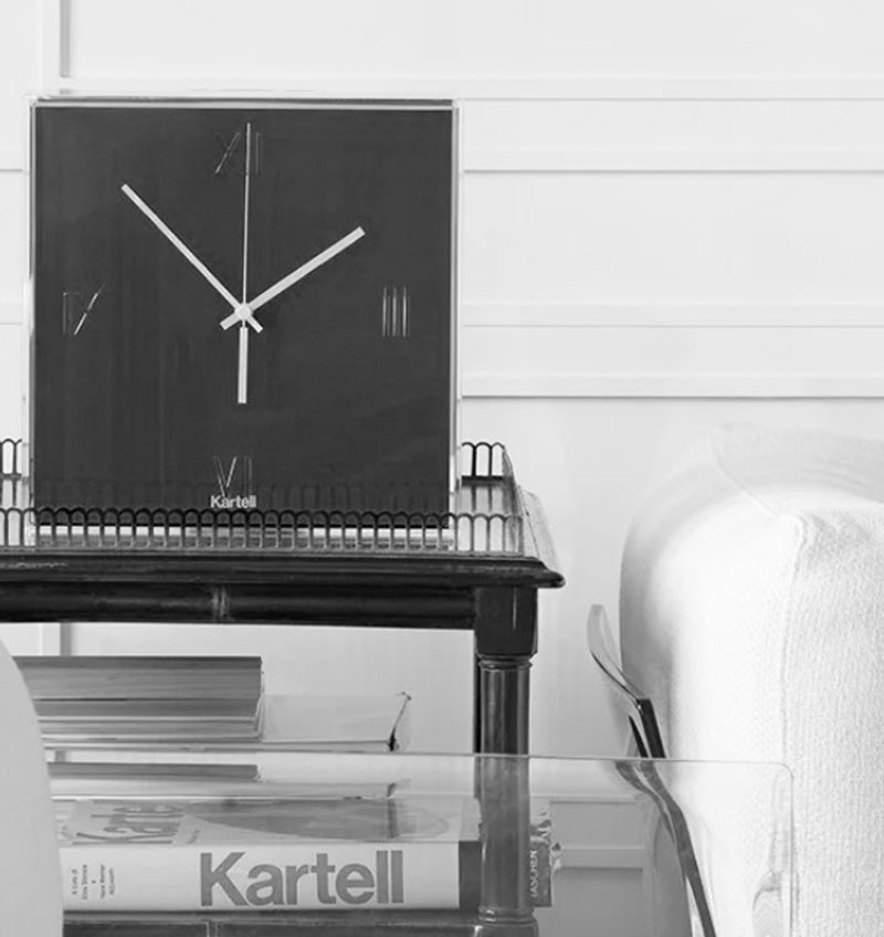 Angers Nantes Cholet Saumur Icones Kartell Tic Tac Horloge cristal transparent Noir Blanc Eugeni Quitllet 11