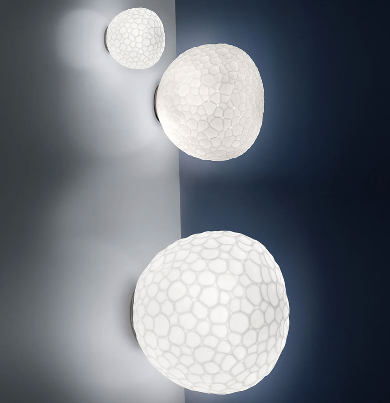 Angers Nantes Cholet Saumur Icones Artemide applique plafonnier Méteorite verre blanc Pio & Tito Toso 1