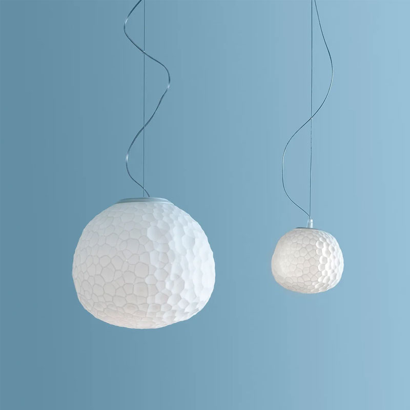 Angers Nantes Cholet Saumur Icones Artemide suspension Méteorite verre blanc 48 Pio & Tito Toso