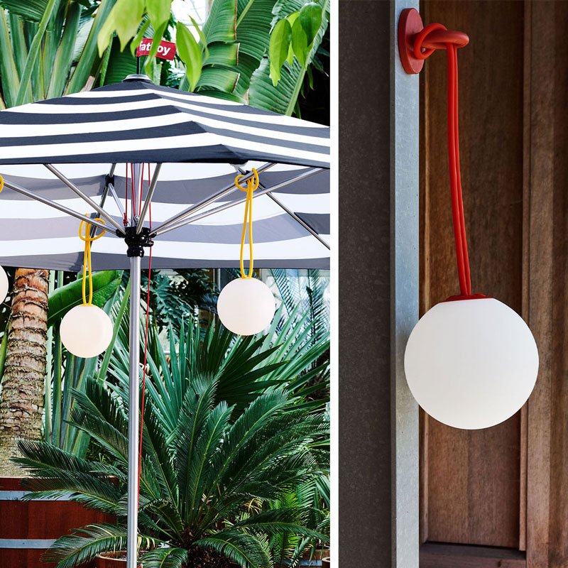 Angers Nantes Cholet Saumur Icones Fatboy Lampe Batterie nomade outdoor Bolleke Rouge rechargeable suspension 11