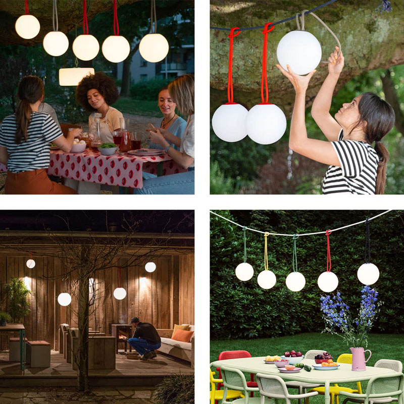 Angers Nantes Cholet Saumur Icones Fatboy Lampe Batterie nomade outdoor Bolleke Rouge rechargeable suspension 4