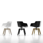 Angers Nantes Cholet Saumur Icones Fauteuil Flow Chair Blanc mat Soft Touch Mdf Italia Jean Marie Massaud pied Chêne pivotant