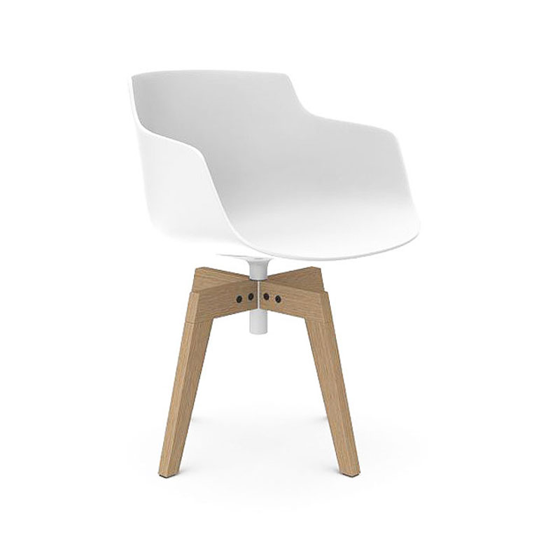 Angers Nantes Cholet Saumur Icones Fauteuil Flow Chair Blanc mat Soft Touch Mdf Italia Jean Marie Massaud pied Chêne pivotant 1