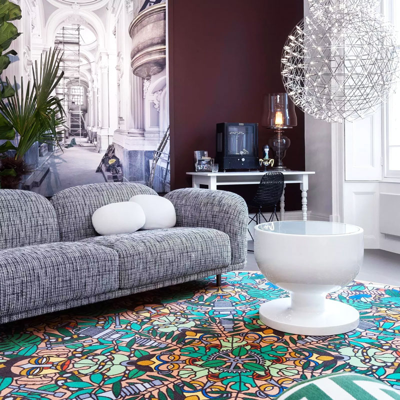 Angers Nantes Cholet Saumur Icones Moooï Tapis L'afrique Studio Job tribal MArcel Wanders Carpet vert 1