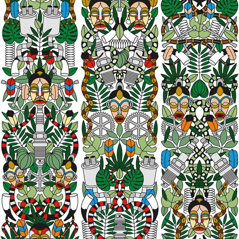 Angers Nantes Cholet Saumur Icones Moooï Tapis L'afrique Studio Job tribal MArcel Wanders Carpet vert 6