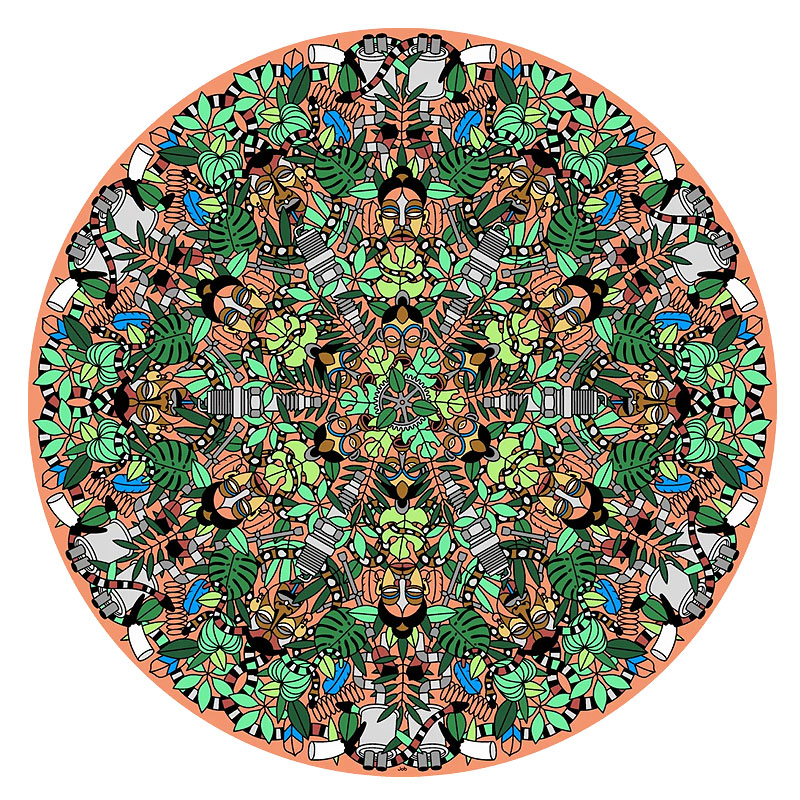 Angers Nantes Cholet Saumur Icones Moooï Tapis L'afrique Studio Job tribal MArcel Wanders Carpet vert 7