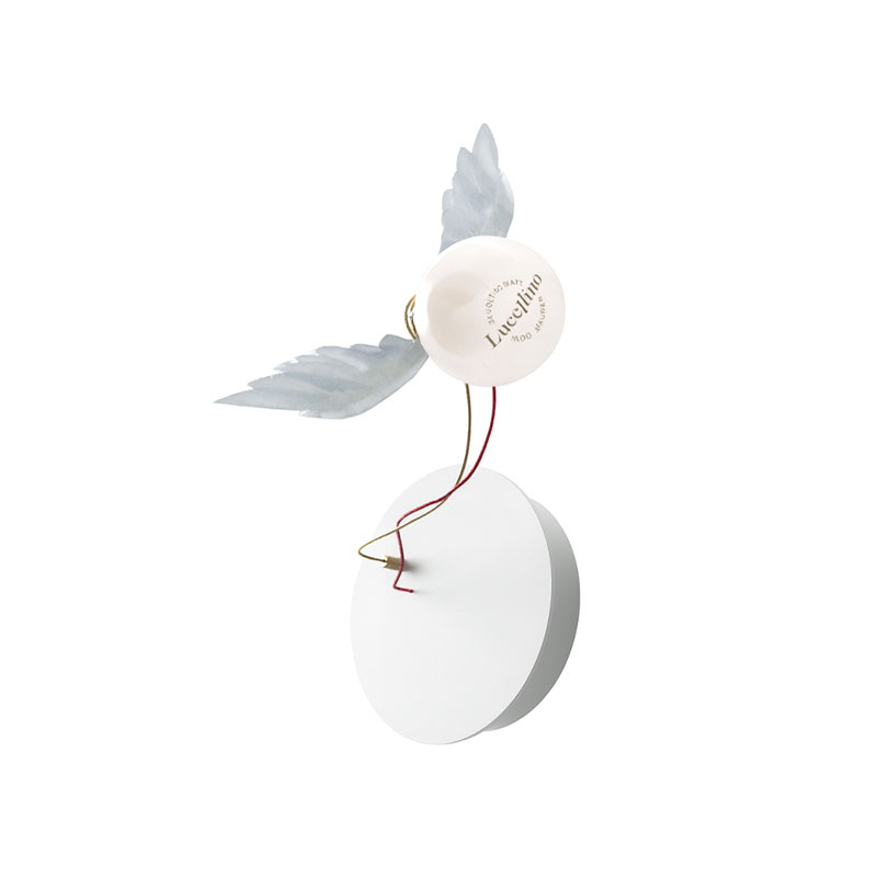 Angers Nantes Cholet Saumur Icones Ingo Maurer Applique lucellino oiseau poetique ampoule verre plume blanc 0