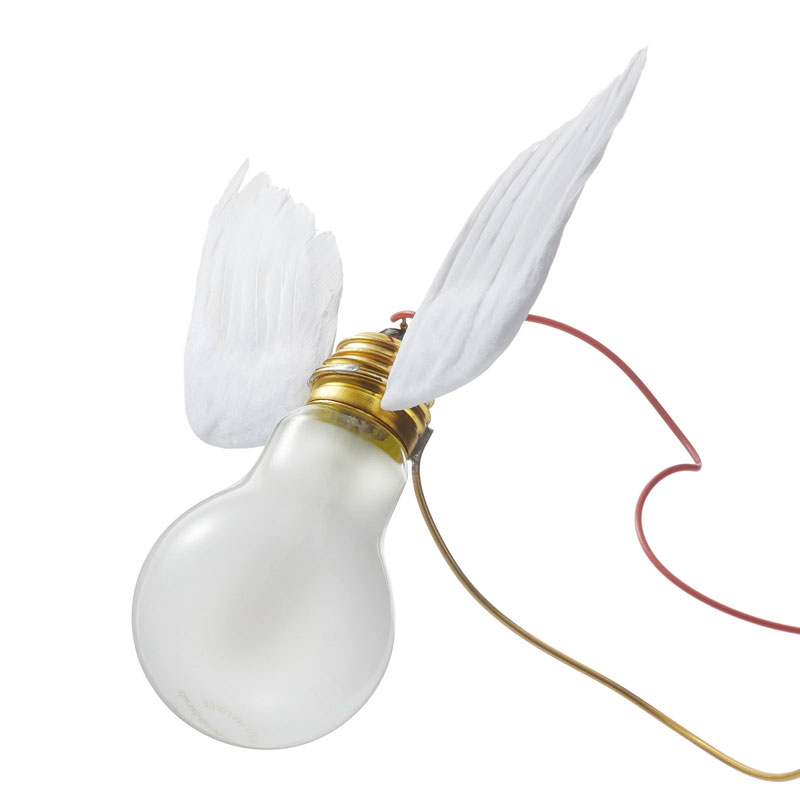 Angers Nantes Cholet Saumur Icones Ingo Maurer Applique lucellino oiseau poetique ampoule verre plume blanc 3