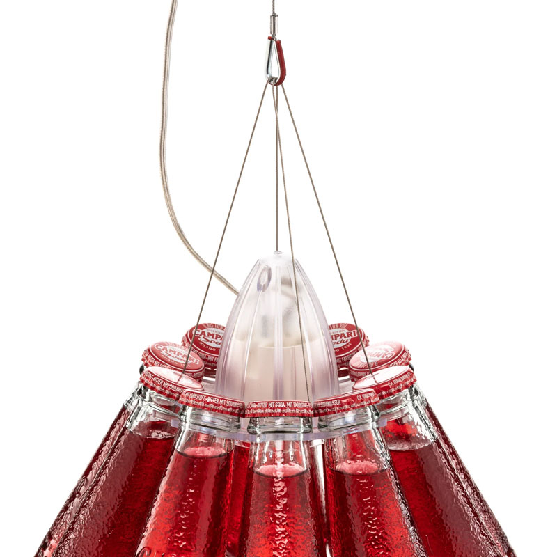 Angers Nantes Cholet Saumur Icones Ingo Maurer suspension capsule Campari rouge bouteille bar Raffaele Celentano