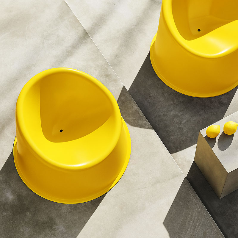 Angers Nantes Cholet Saumur Icones Verpan Fauteuil Pantopop jaune outdoor fun empilable mobilier design Verner Panton 6