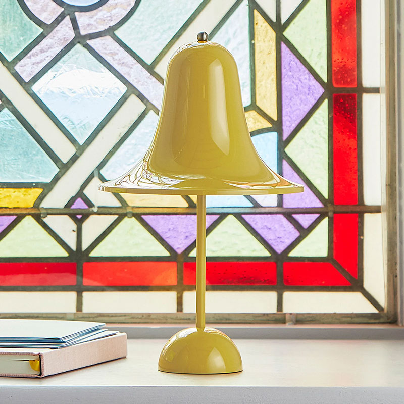 Angers Nantes Cholet Saumur Icones Verpan lampe a poser Pantop jaune cloche Verner Panton 1