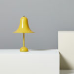 Angers Nantes Cholet Saumur Icones Verpan lampe a poser Pantop jaune cloche Verner Panton 6