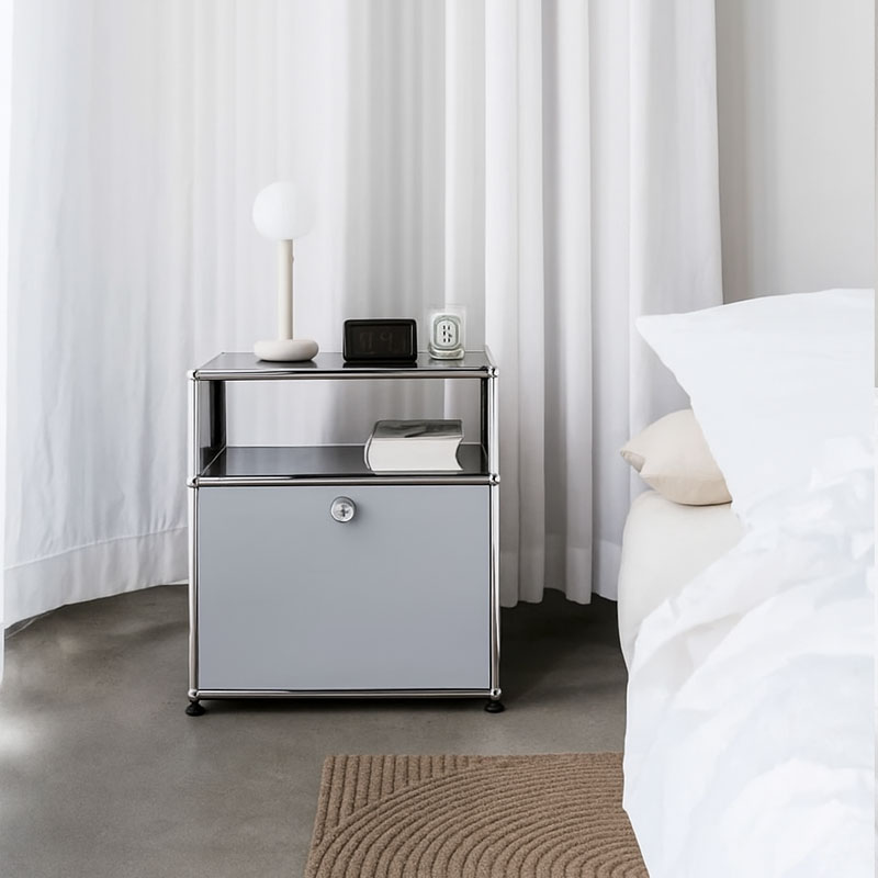 Angers Nantes Saintes Paris Bordeaux Poitiers Laval Mans Rennes Icônes USM Haller Quickship M55 Chevet Gris Clair Fritz Haller Paul SCHÄRER 6